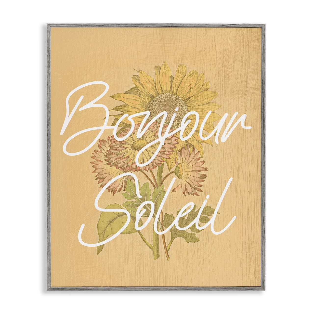 Stupell Industries Hello Sunshine French Phrase Framed Giclee Design by Lil' Rue